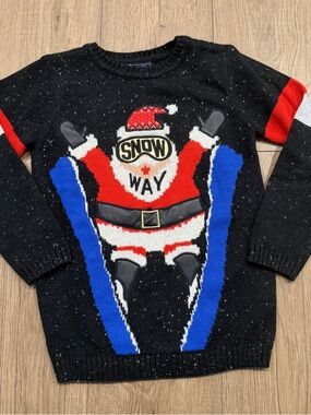 Black Santa 'Snow Way' Ski Sweater, kids 7 years old